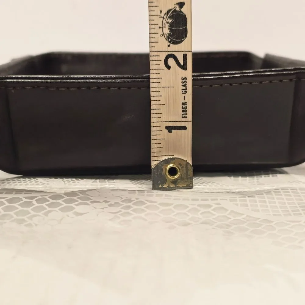 Genuine Brown Leather Valet Tray Trinket Dish Personalized With Letter 